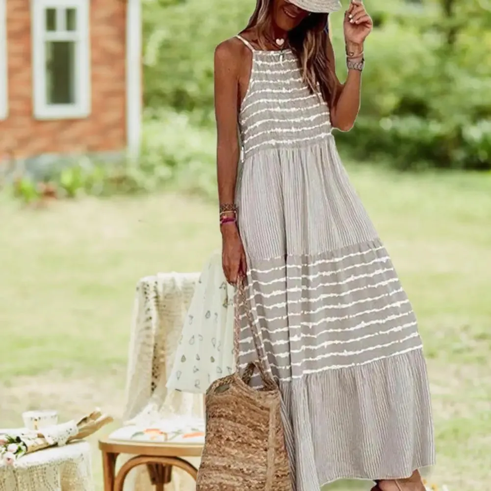40%HOT2022 Summer Women's Dresses Loose Breathable Women's Fade Long Strap Boho Beach Dresses for Party