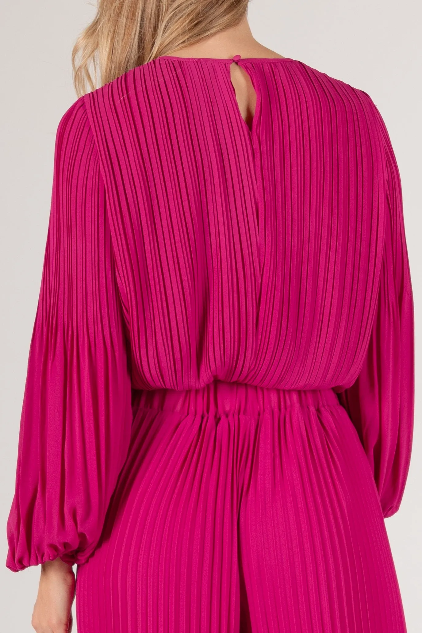 Alma Pleated Chiffon Flounce Sleeve Top