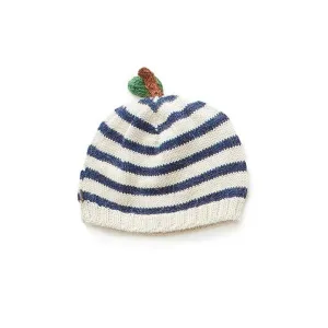 Apple hat white/indigo stripes