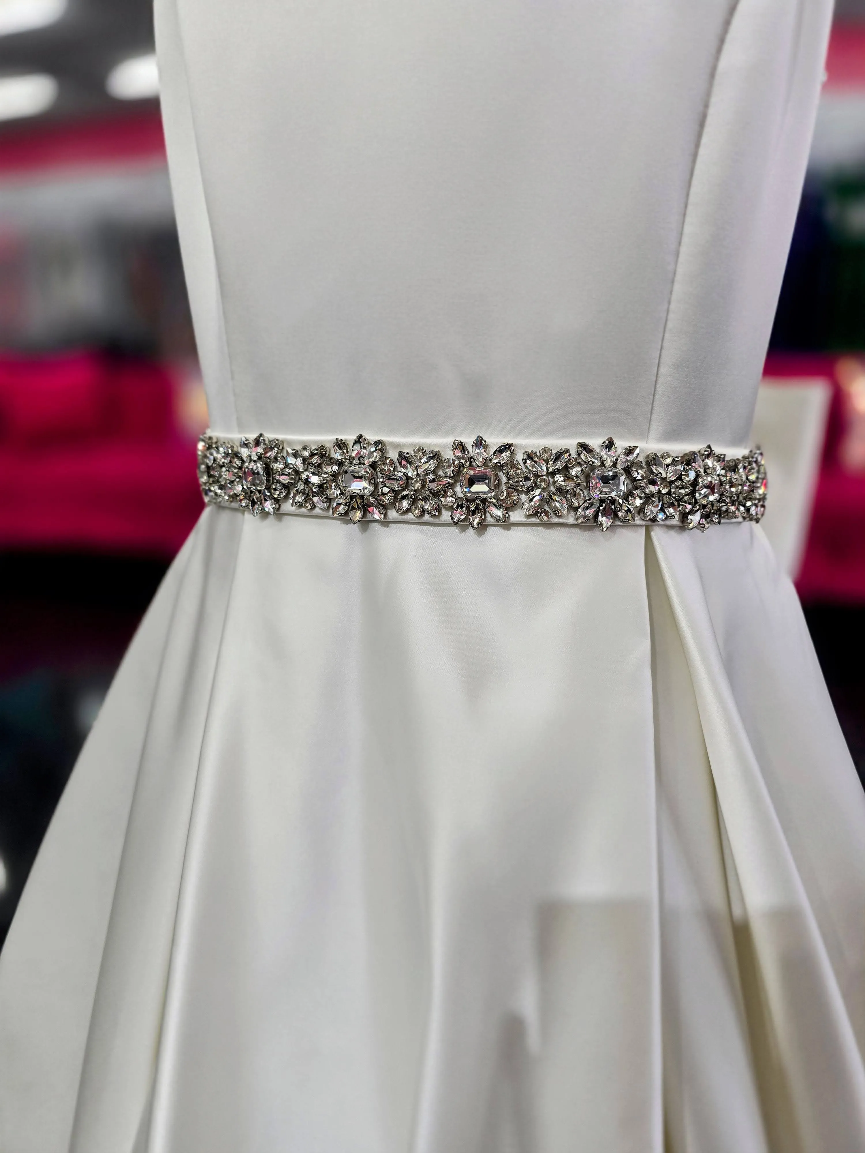 Ashley Lauren 8079 Size 12 Ivory Long satin A Line girls Pageant Dress High Neck Bow Formal Gown