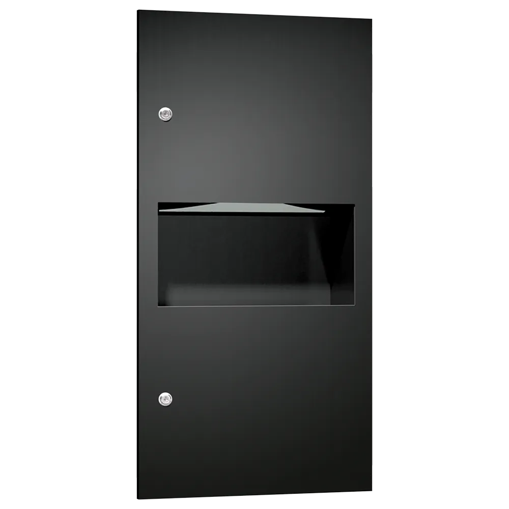 ASI 64623-41PC  Simplicity™ in Matte Black - Paper Towel Disp. & Waste Receptacle - Multi, C-Fold - 2.2 gal. - Powder Coated - Recessed