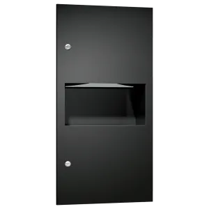 ASI 64623-41PC  Simplicity™ in Matte Black - Paper Towel Disp. & Waste Receptacle - Multi, C-Fold - 2.2 gal. - Powder Coated - Recessed