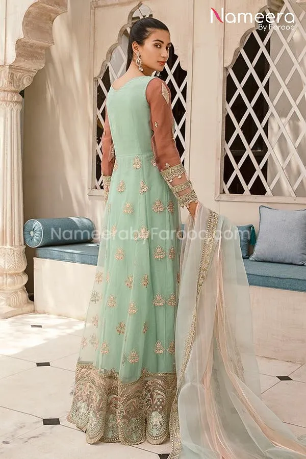 Asim Jofa Pakistani Long Dress in Sky Blue Color #PF59