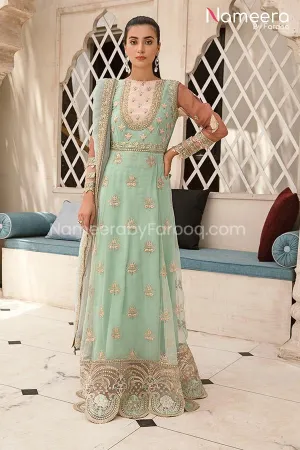 Asim Jofa Pakistani Long Dress in Sky Blue Color #PF59
