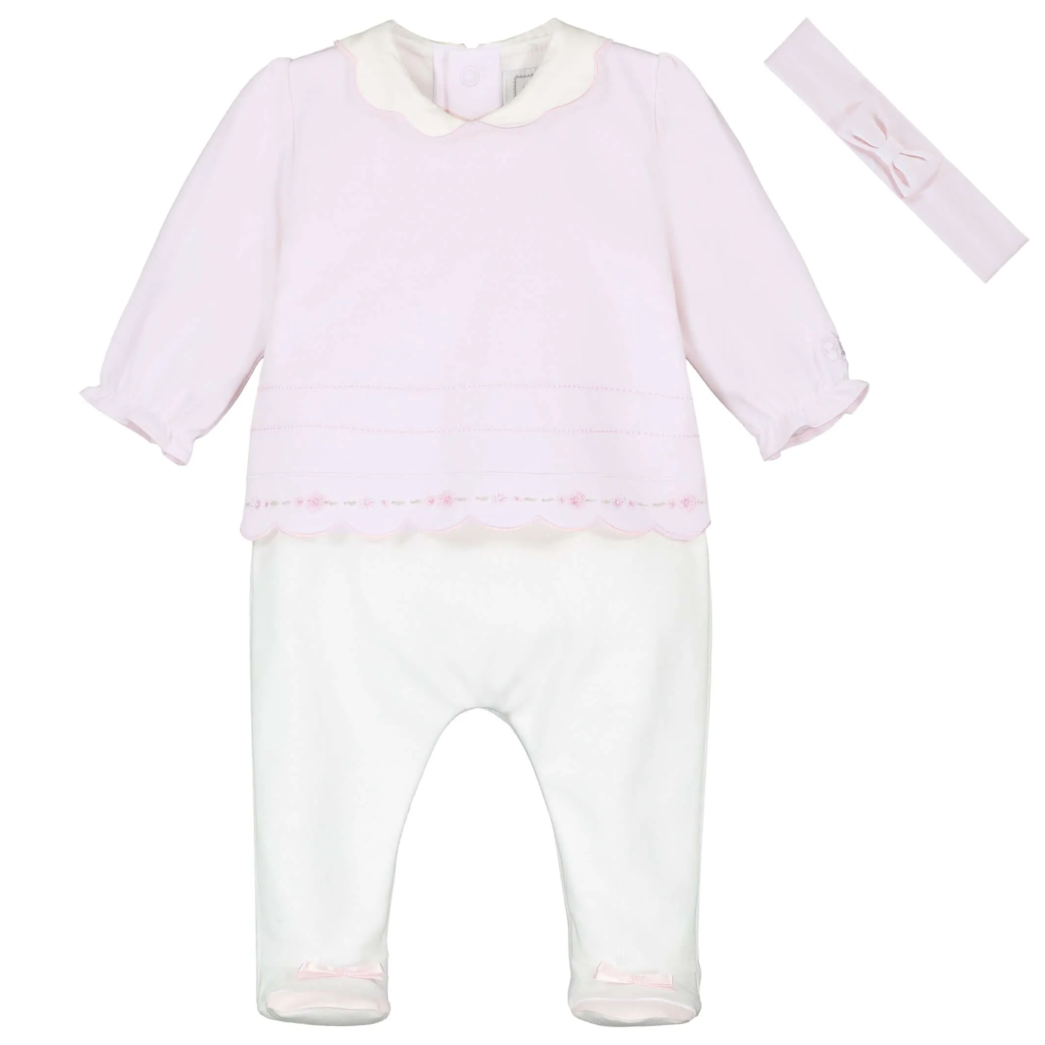 Baby Girls Pink Babygrow & Headband
