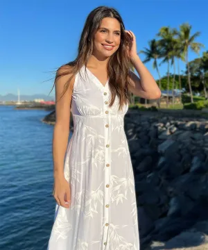 Bamboo White Button Front Tank Dress