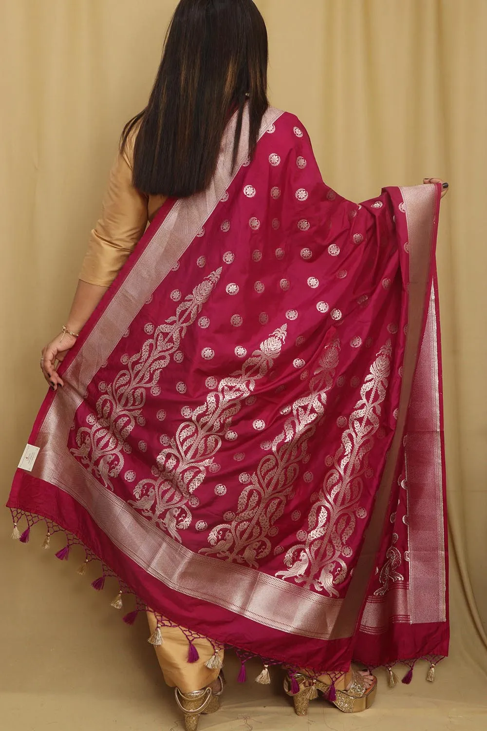 Beautiful Pink Banarasi Silk Dupatta