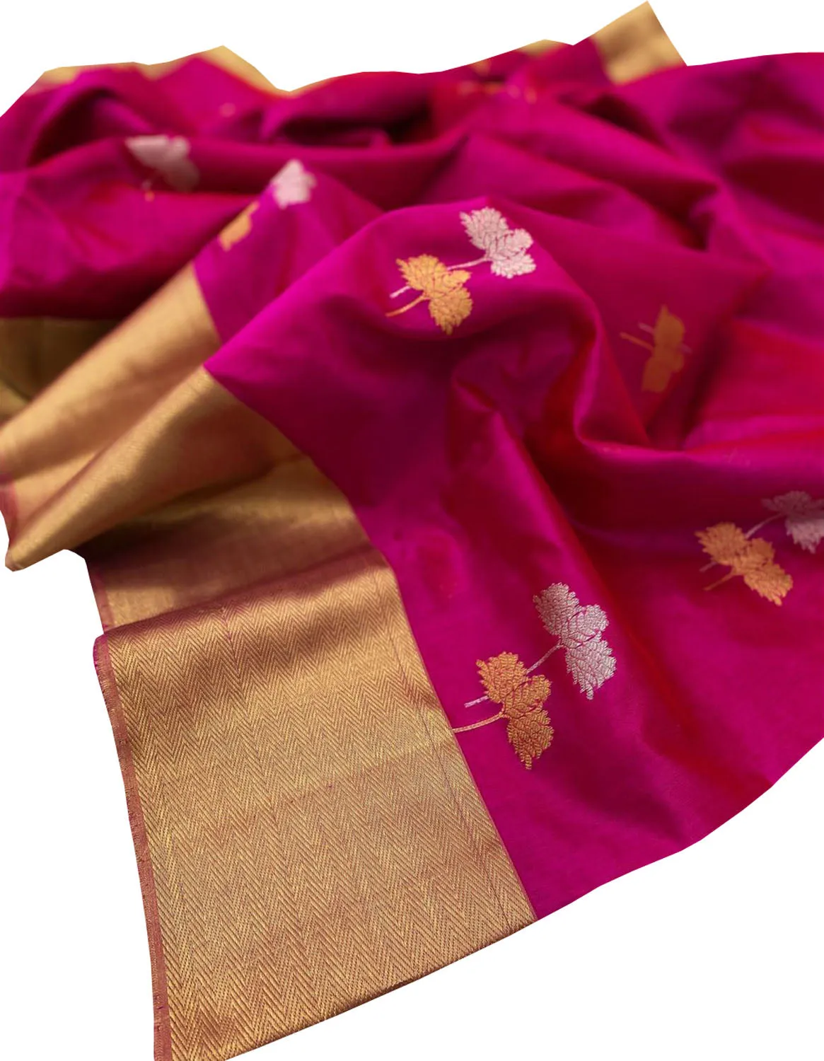 Beautiful Pink Chanderi Pure Silk Saree - Handloom Pure