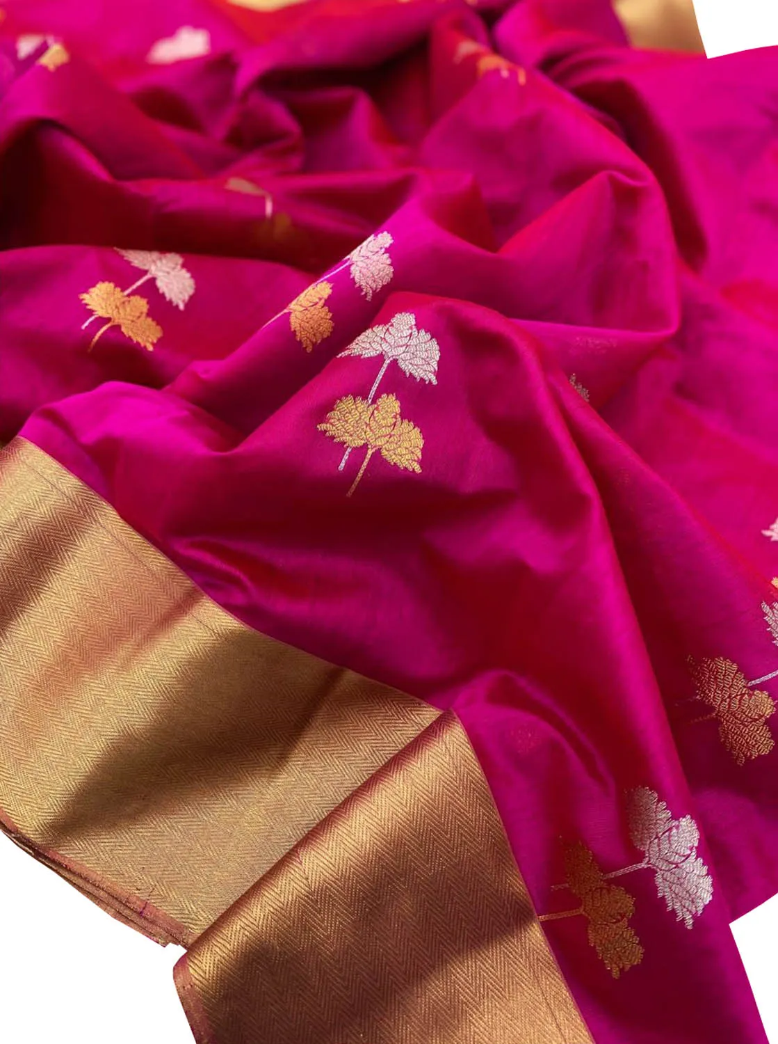 Beautiful Pink Chanderi Pure Silk Saree - Handloom Pure