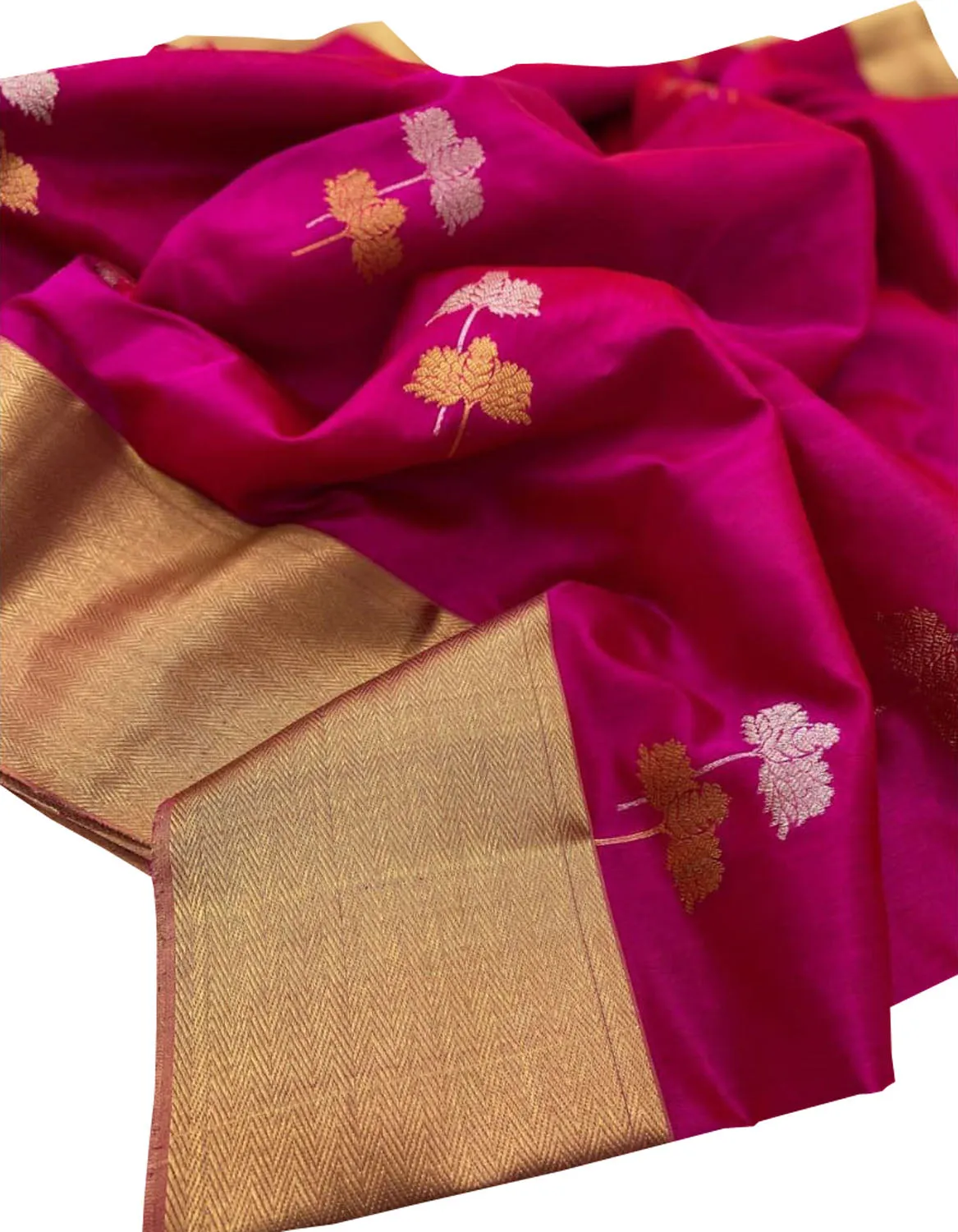 Beautiful Pink Chanderi Pure Silk Saree - Handloom Pure