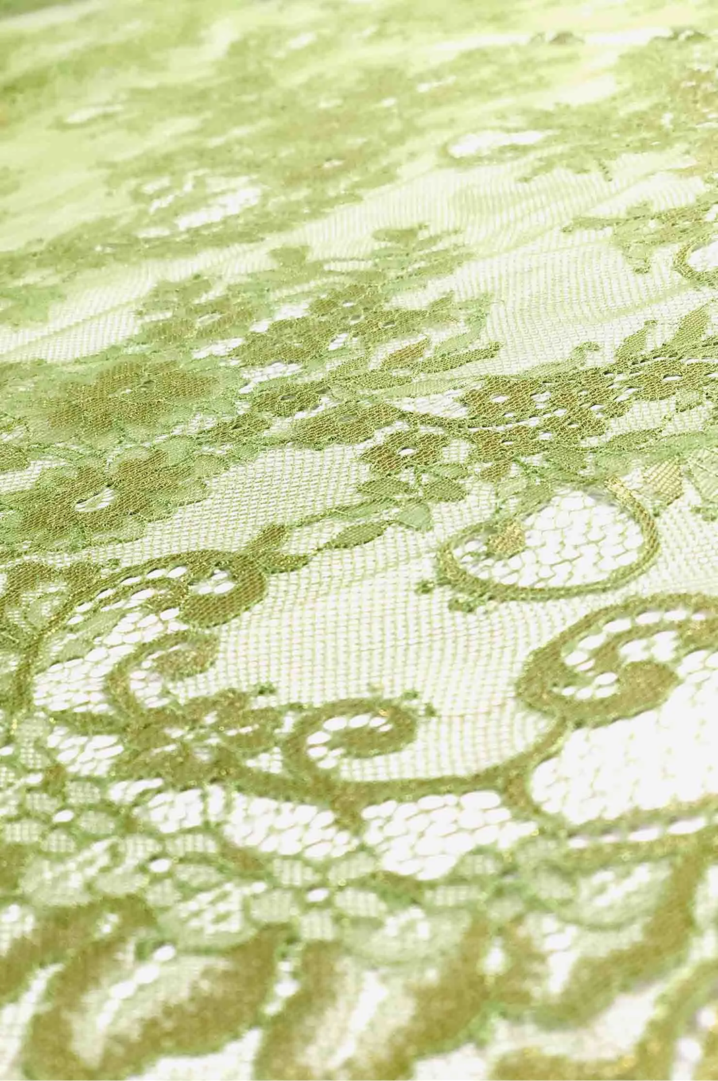 Bright Lime Green/Gold French Plain Lace FLP-004/5 Fabric
