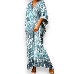 Cotton Blue Tie Dye Long Kaftan