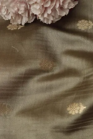 Elegant Grey Banarasi Handloom Chiniya Silk Fabric ( 2.5 Mtr )