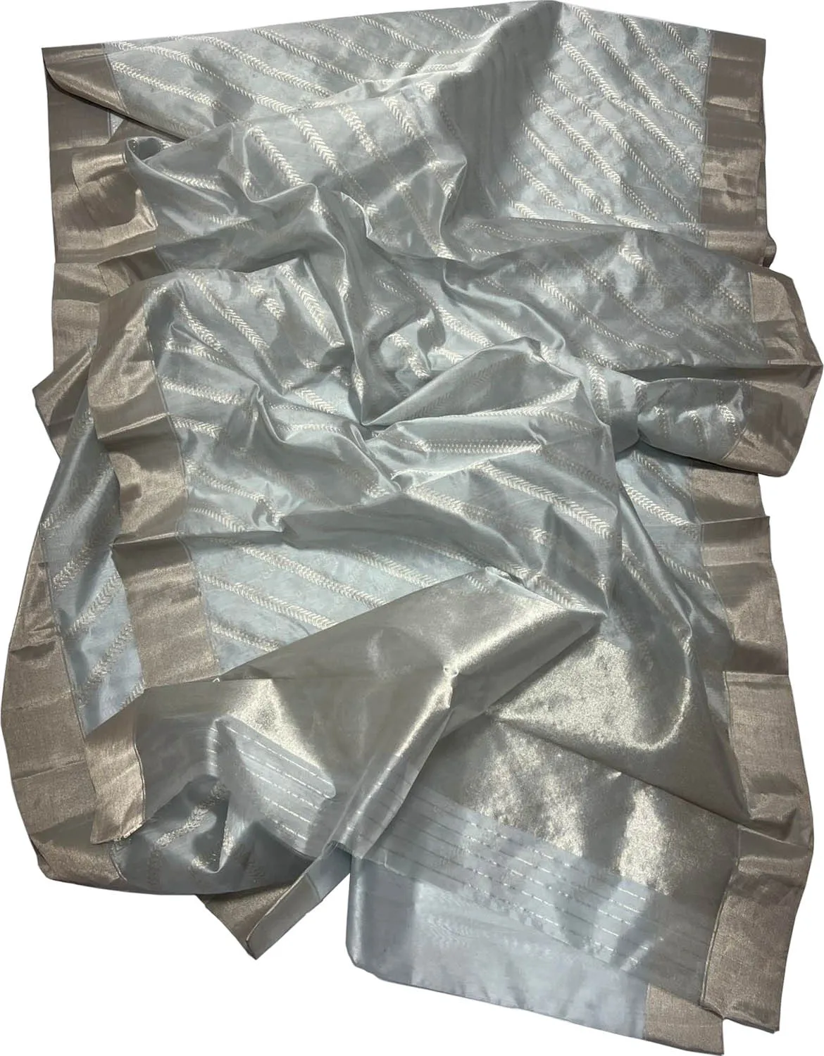 Elegant Grey Chanderi Silk Saree - Handloom Pure Pattu