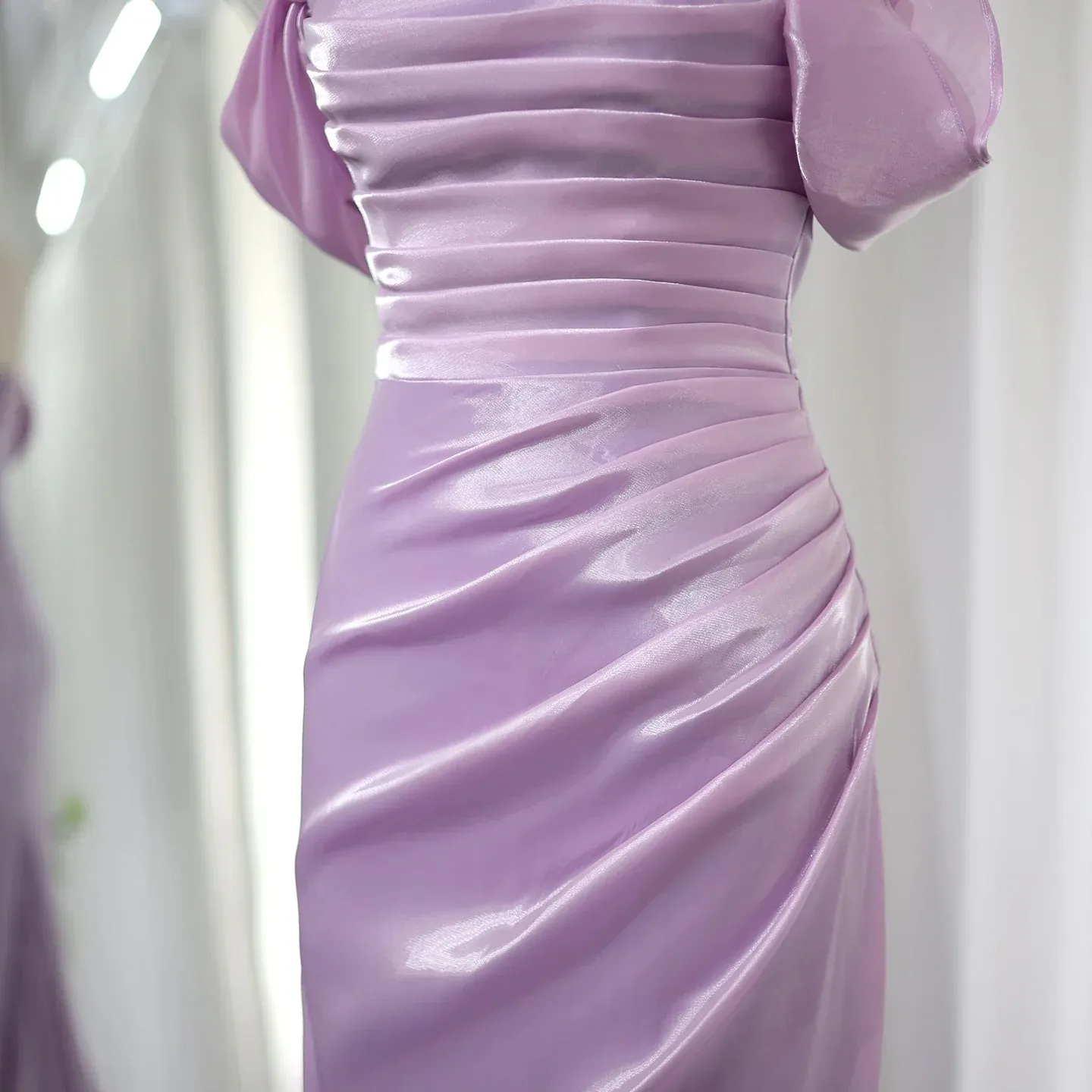 Elegant Off Shoulder Arabic Mermaid Beige Evening Dress SF001