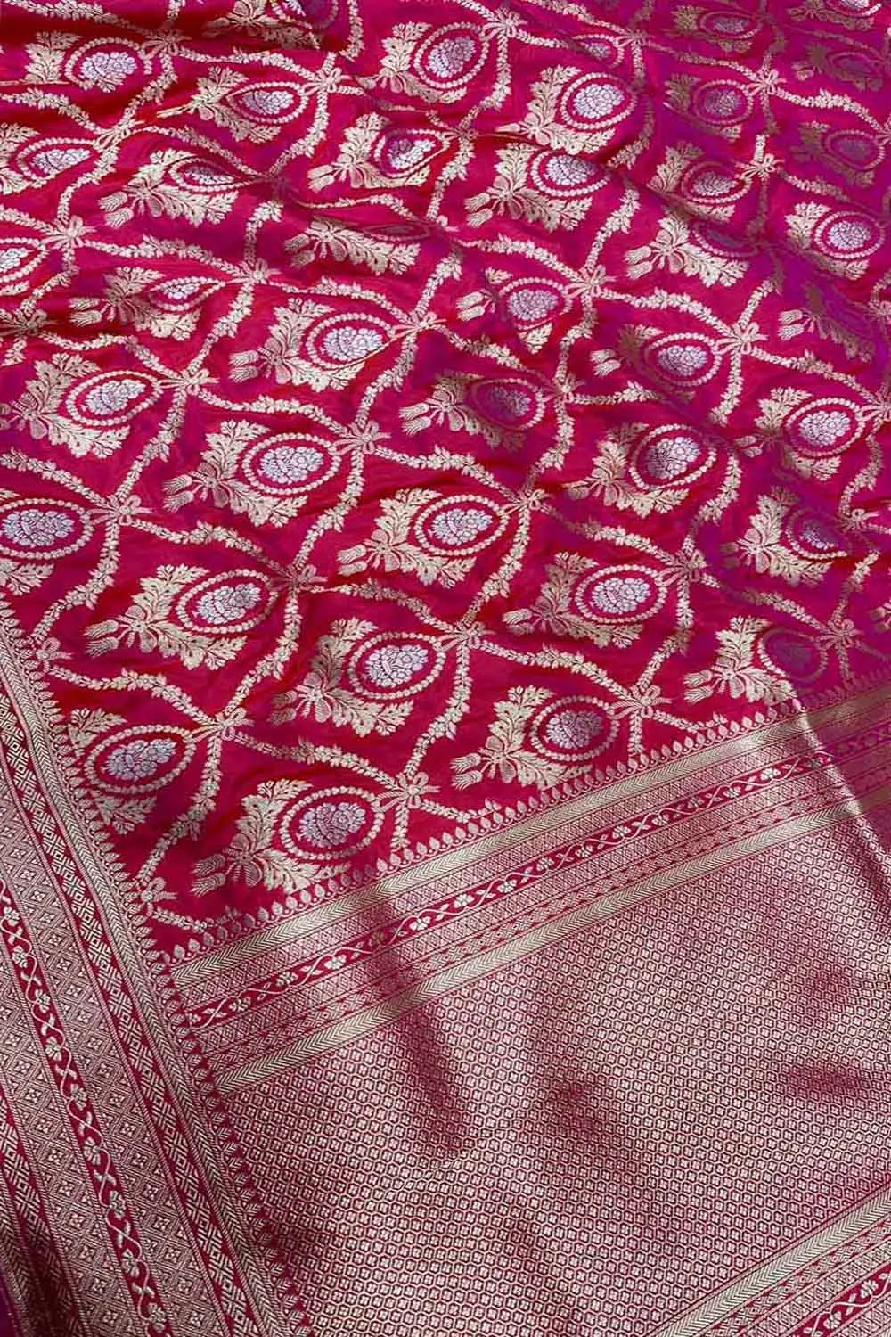 Exquisite Pink Banarasi Katan Silk Handloom Dupatta
