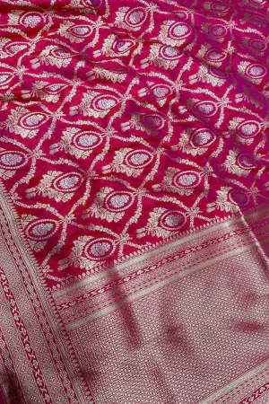 Exquisite Pink Banarasi Katan Silk Handloom Dupatta
