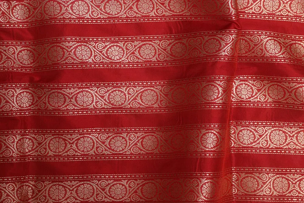 Exquisite Red Banarasi Pure Katan Silk Unstitched Lehenga