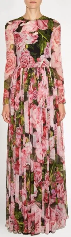 *Extended Sizes* Long Floral-Print Gown