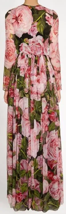 *Extended Sizes* Long Floral-Print Gown
