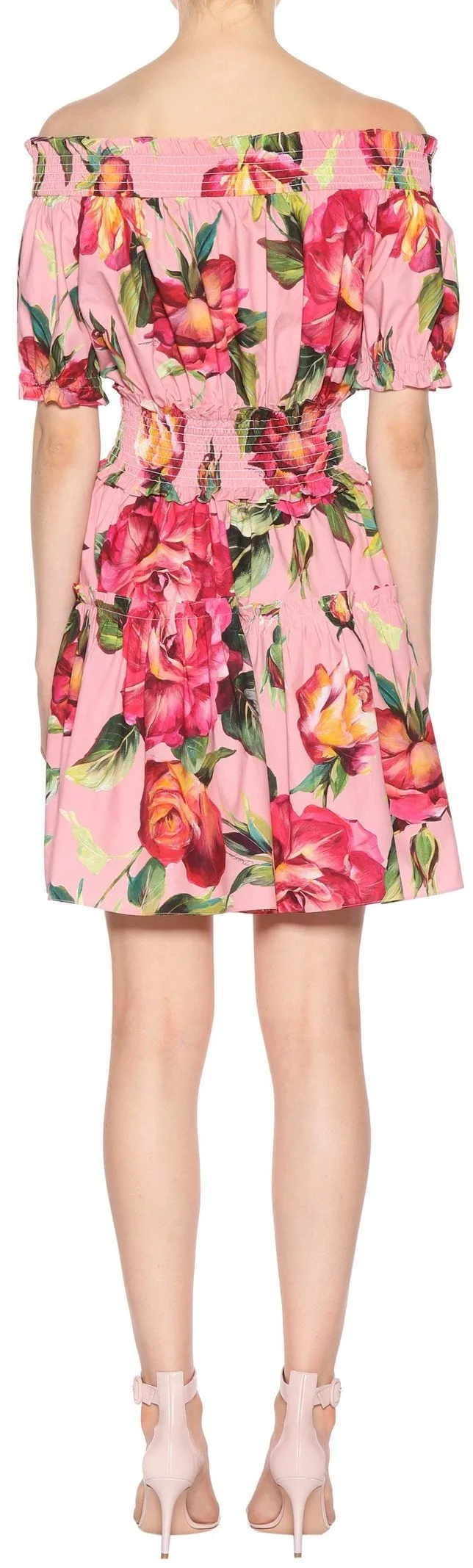 Floral Printed Off-the-Shoulder Cotton Dress
