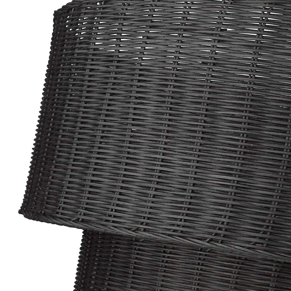 Golden Lighting 1084-6 BLK-BW Erma 6 Light 2 Tier Black Wicker Chandelier