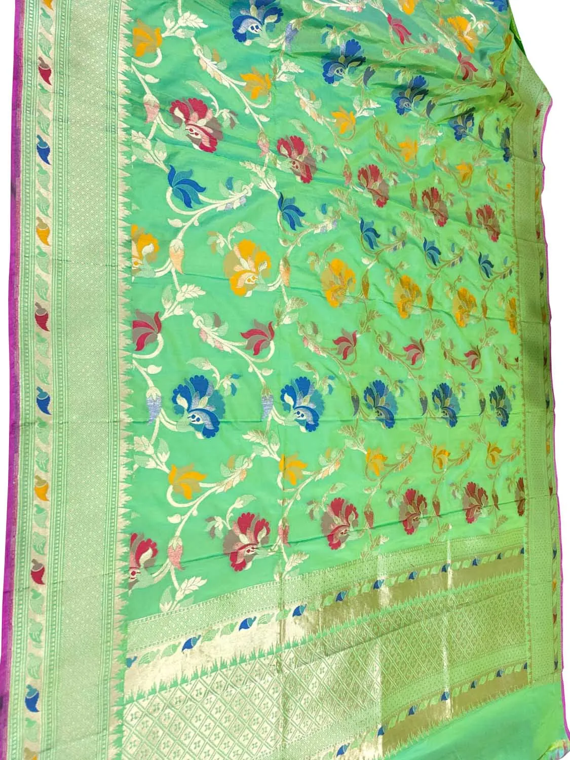 Green Banarasi Silk Dupatta: Handloom Elegance