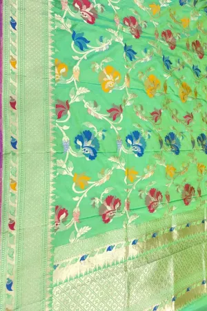 Green Banarasi Silk Dupatta: Handloom Elegance