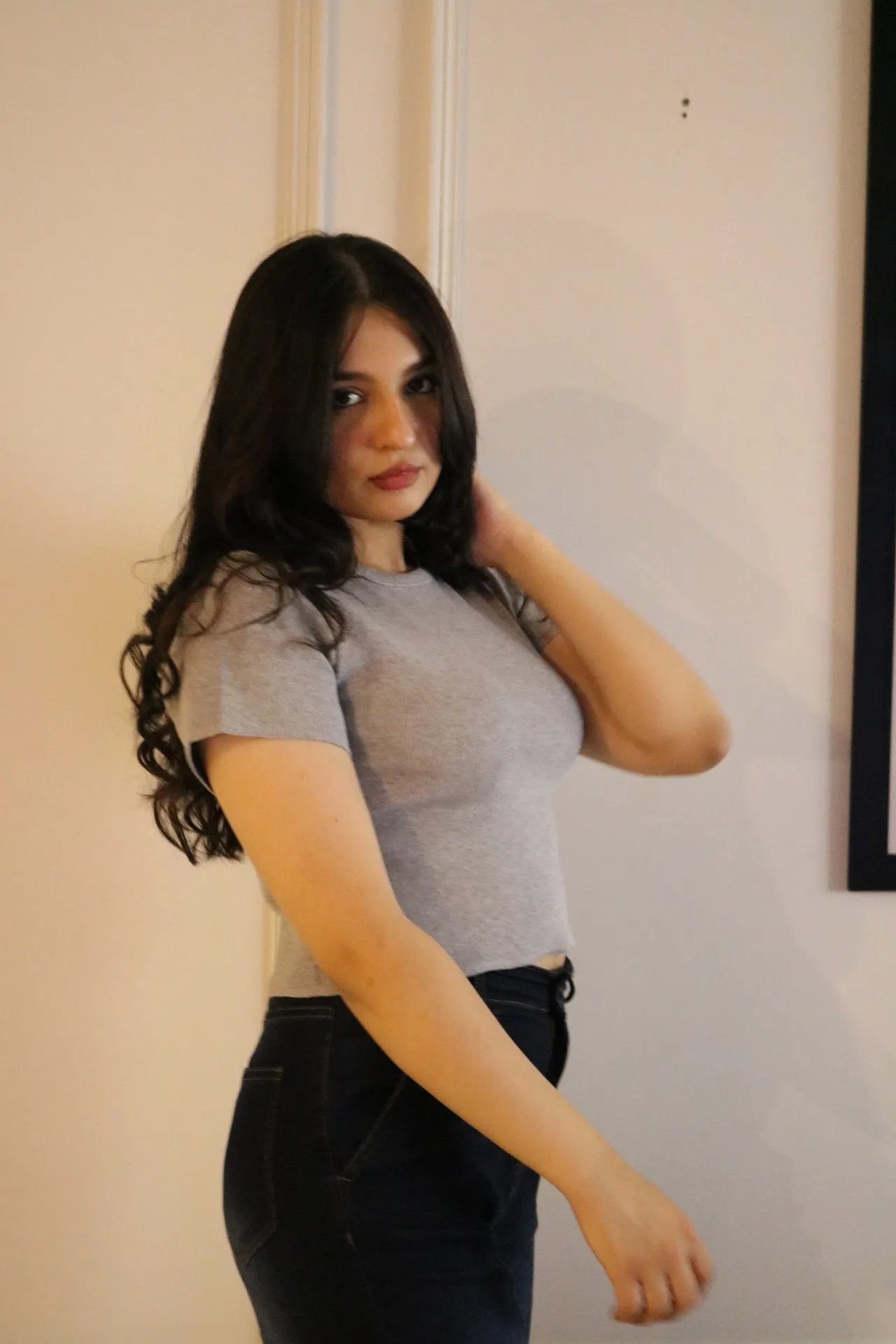 GREY RIBBED TOP