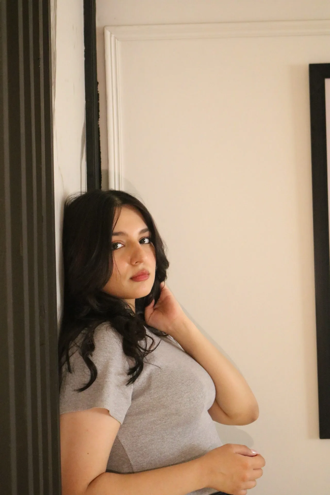 GREY RIBBED TOP