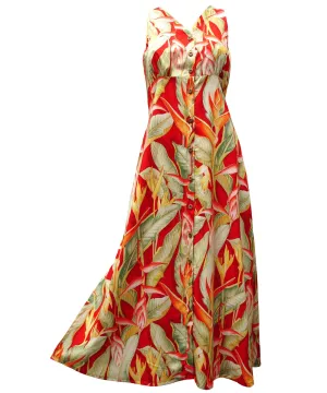 Heliconia Red Button Front Tank Dress