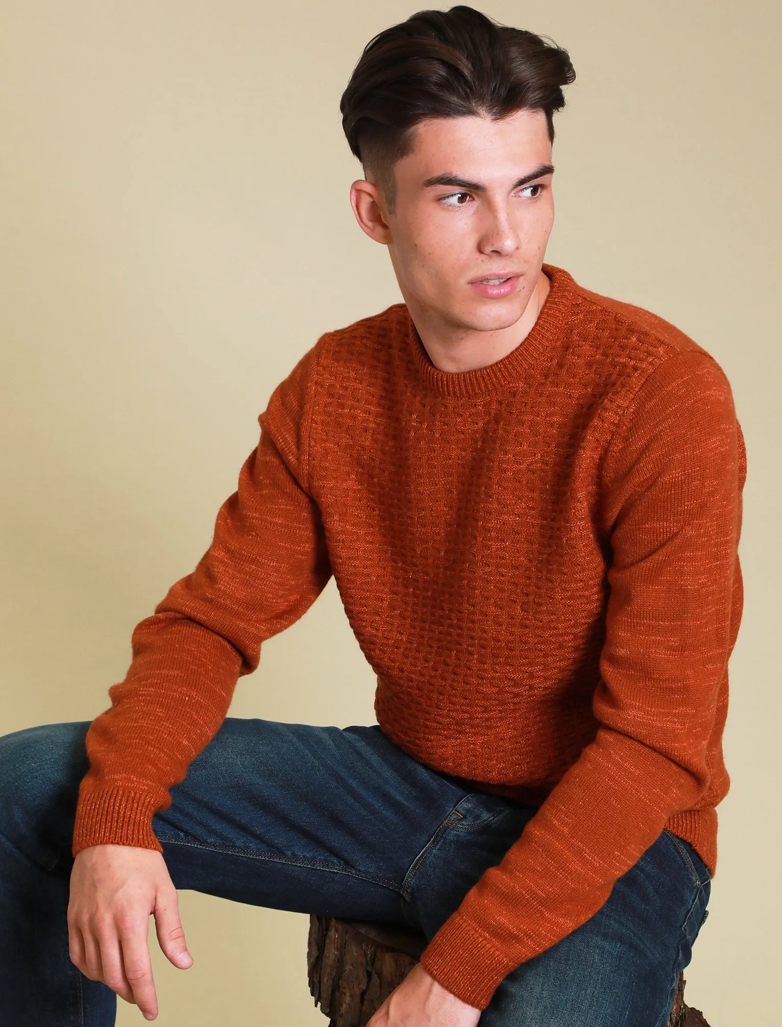 Howth Wool Blend Woven Knitted Jumper in Rust - Tokyo Laundry