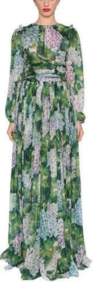 Hydrangea-Print Gown