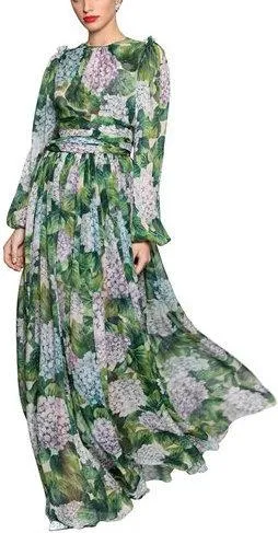 Hydrangea-Print Gown