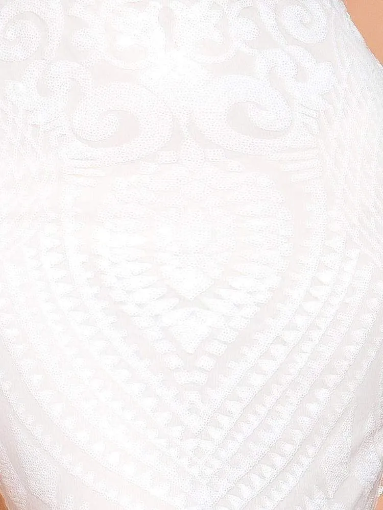 Ivory White Sequin Long Dress