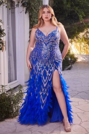 Jenner Prom Dress Feather Embellished Gown 6201229TAX-Royal Andrea & Leo A1229 LaDivine A1229