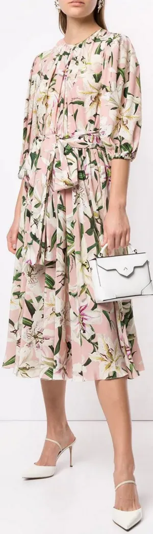 Lily Print Belted Dress