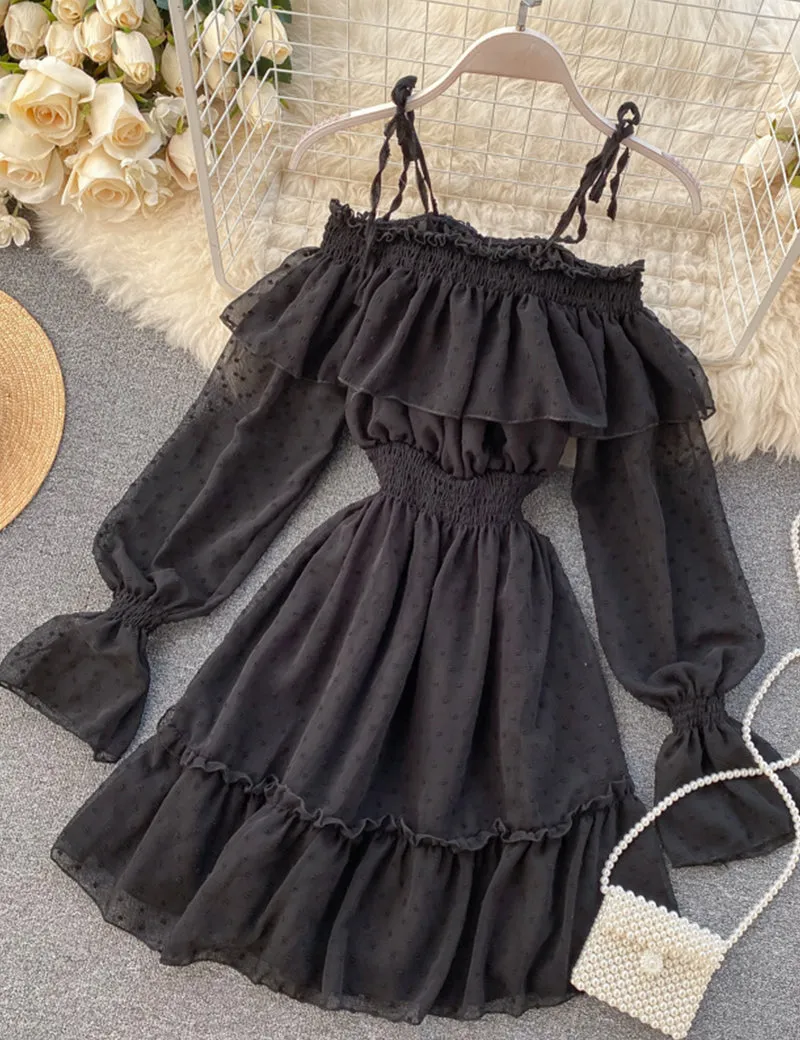 Lovely tulle long sleeve dress     S77