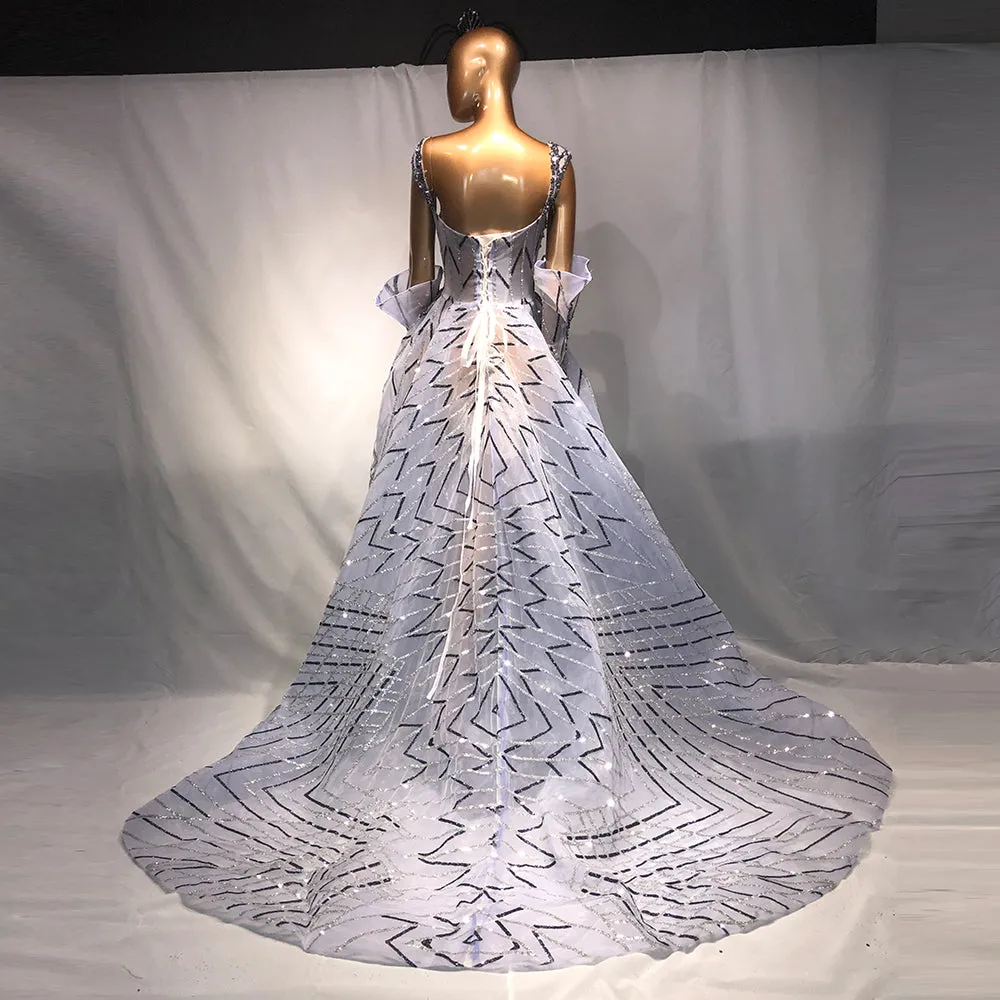 Luxury Glitter Blue Crystal Evening Dresses SS557