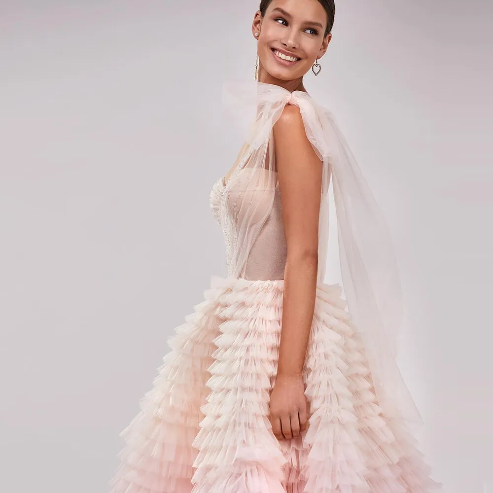 Luxury Pink One Shoulder Evening Dress SF085