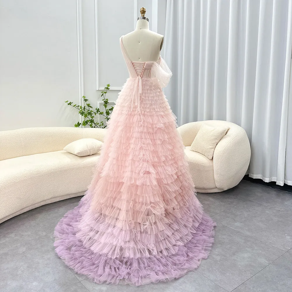 Luxury Pink One Shoulder Evening Dress SF085