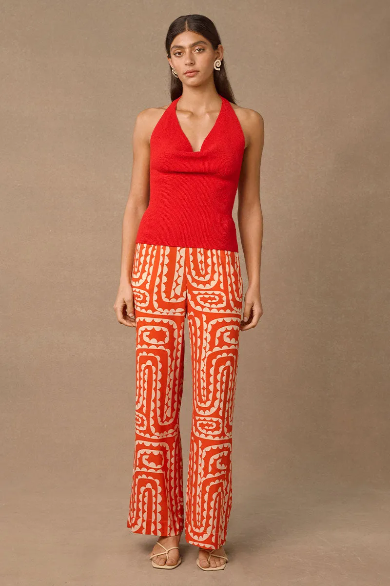 MØN RENN COWRIE KNIT TOP - SIREN RED