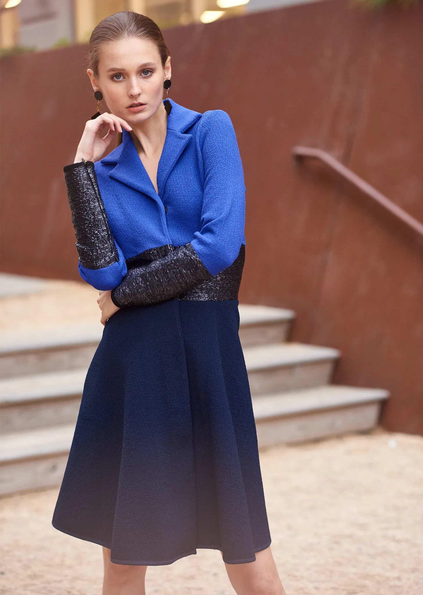 Noemie – Jacket Dress with Black Raffia