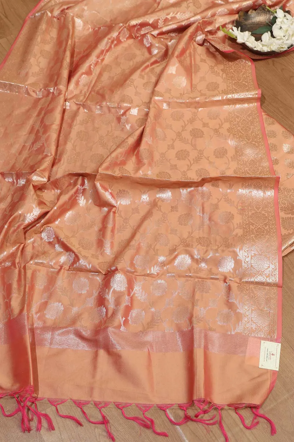 Orange Banarasi Soft Silk Three Piece Suit Set