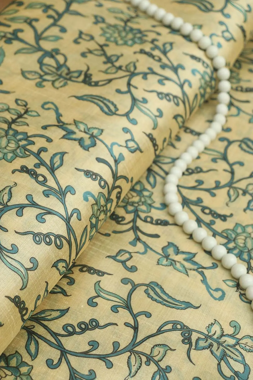 Pastel Kalamkari Tussar Silk: Exquisite Digital Prints  ( 1 Mtr )