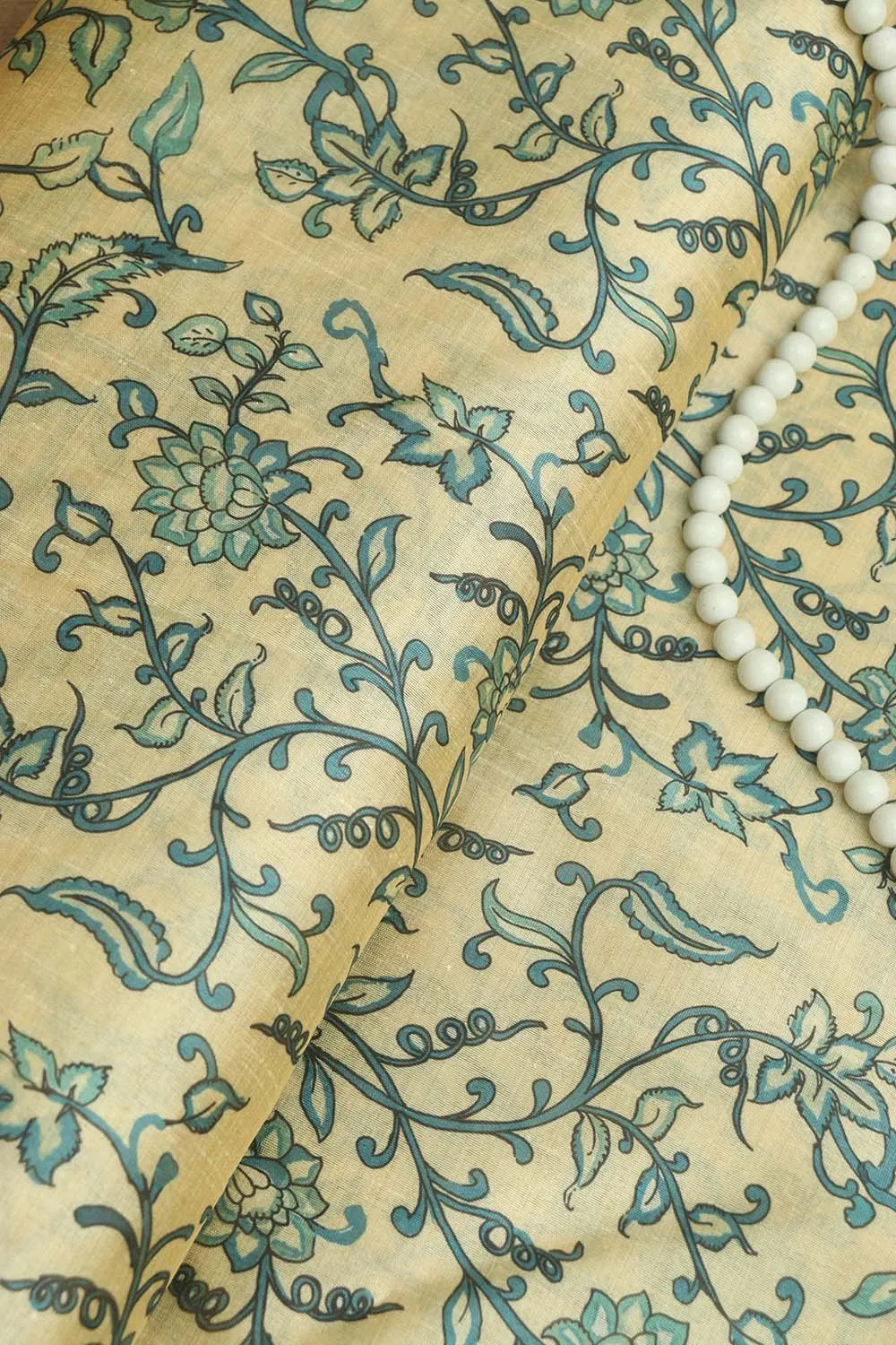 Pastel Kalamkari Tussar Silk: Exquisite Digital Prints  ( 1 Mtr )