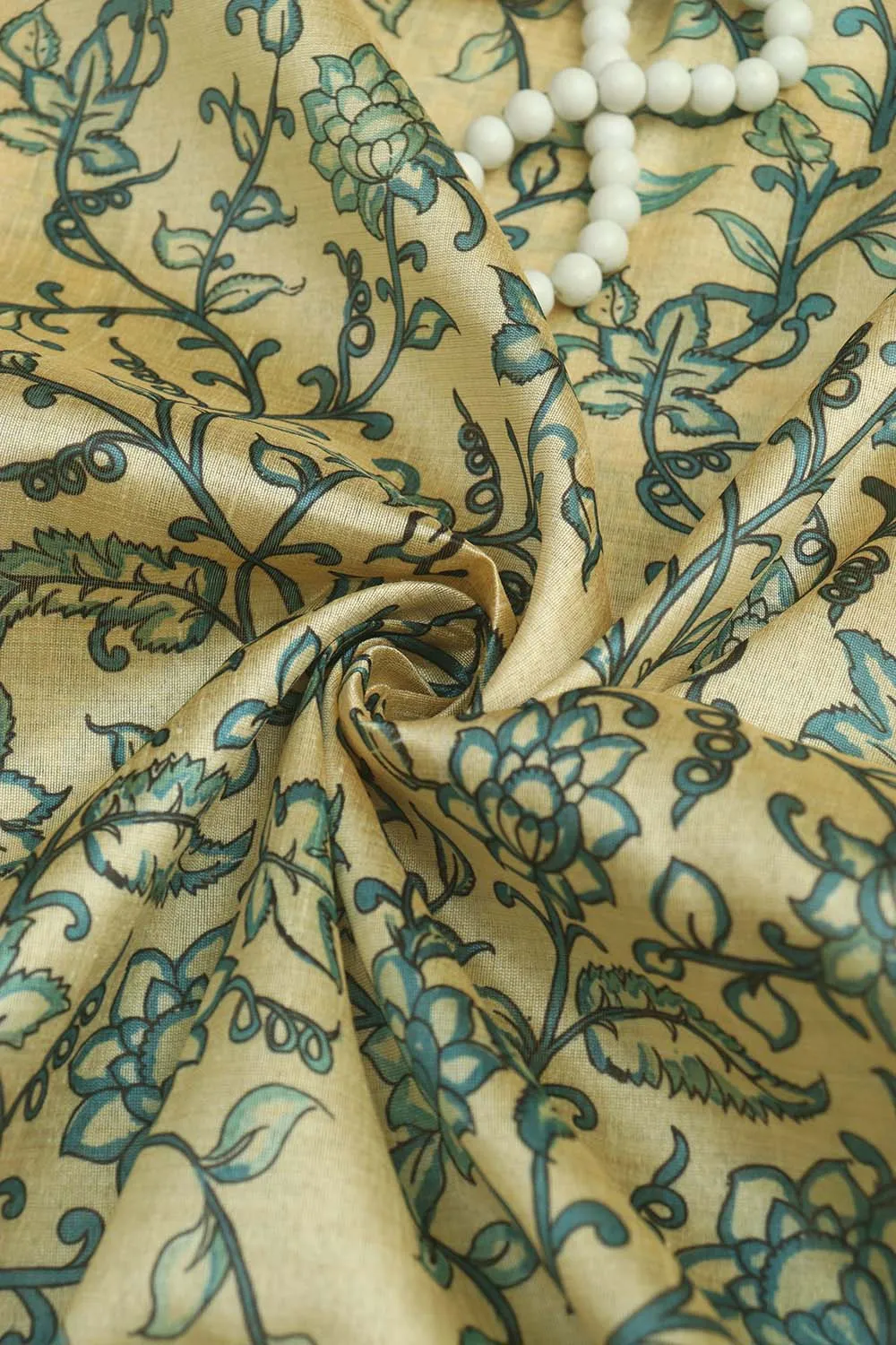 Pastel Kalamkari Tussar Silk: Exquisite Digital Prints  ( 1 Mtr )