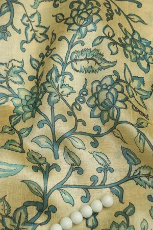 Pastel Kalamkari Tussar Silk: Exquisite Digital Prints  ( 1 Mtr )