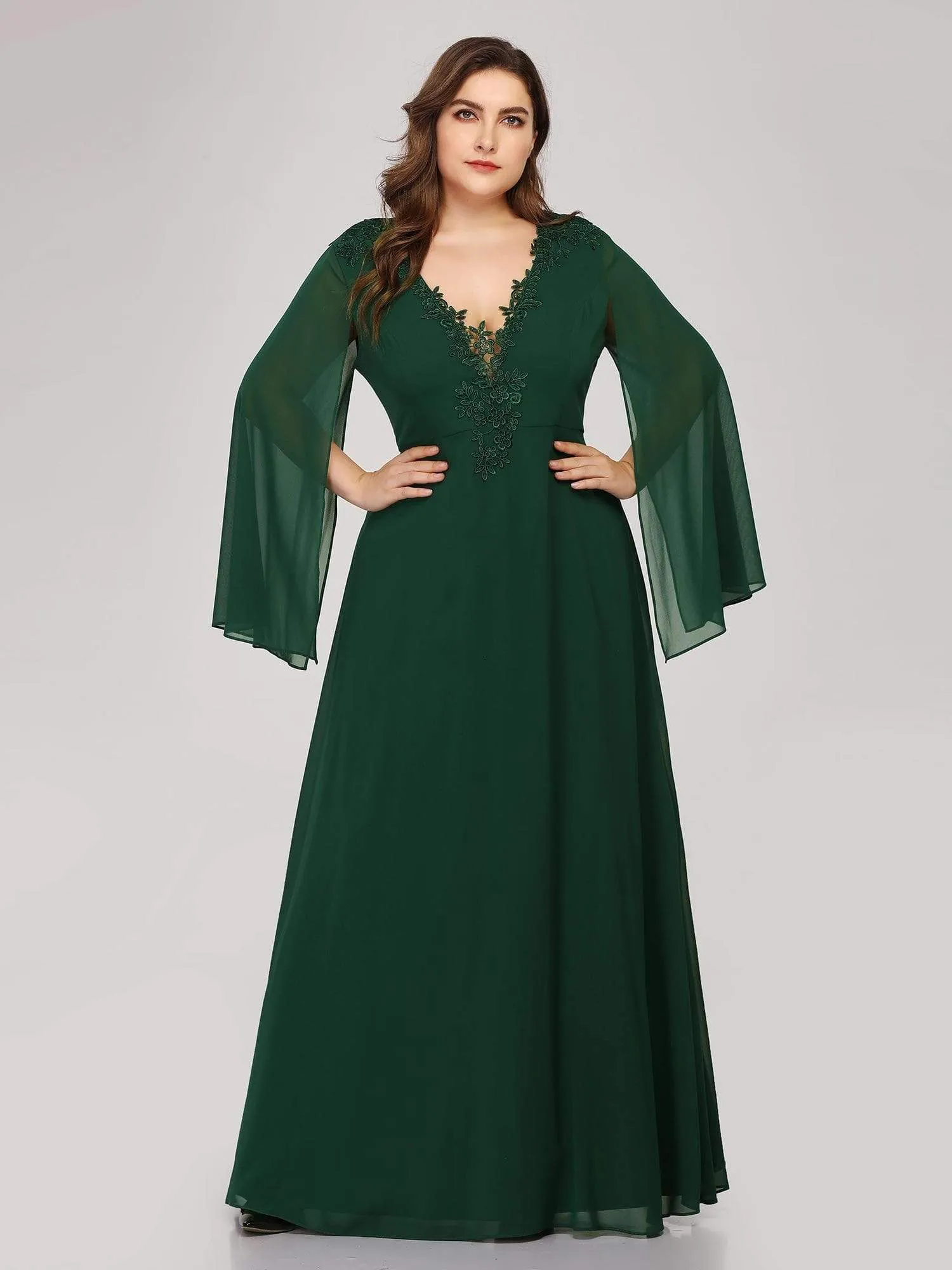 Plus Size Mother of the Bride Gowns for Women with Long Sleeves