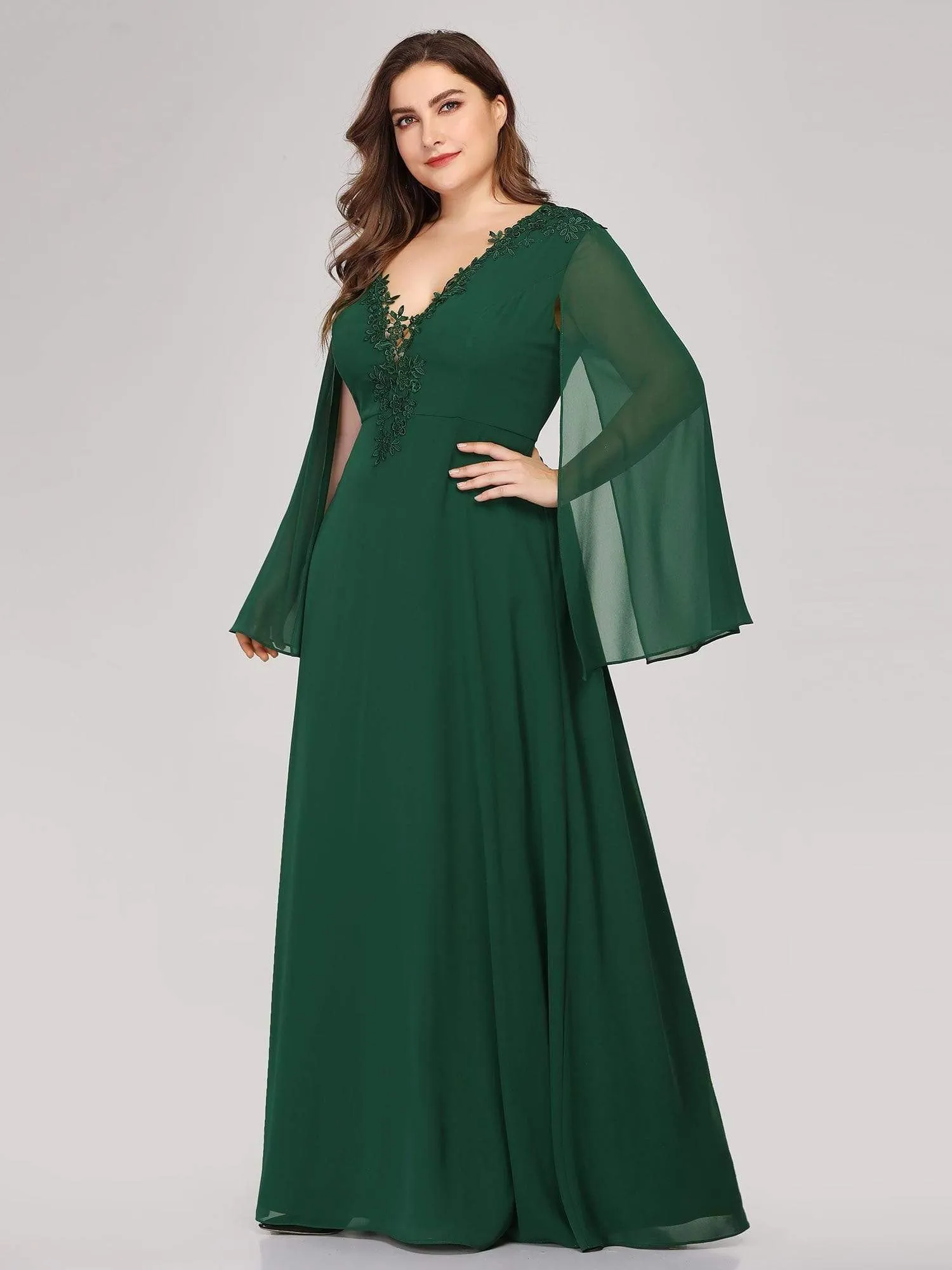 Plus Size Mother of the Bride Gowns for Women with Long Sleeves